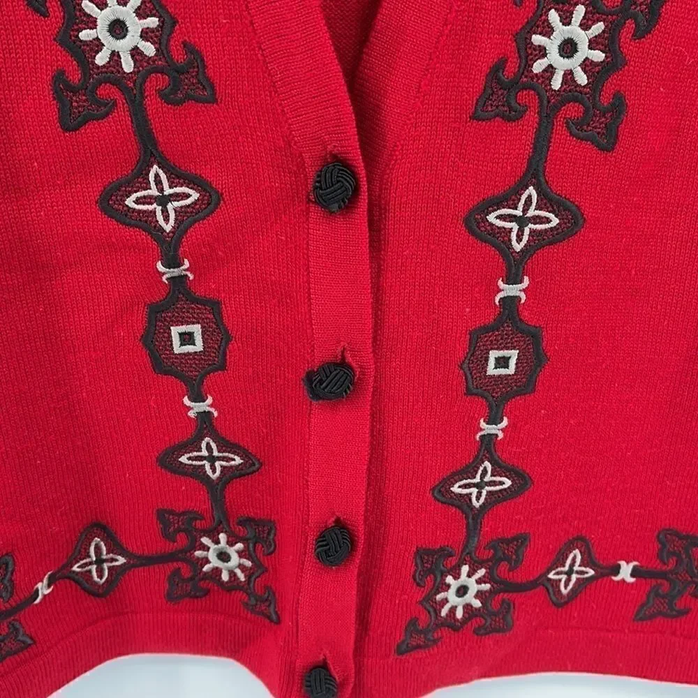 Koret vintage VTG wool sweater vest embroidered ball monkey fist closures coat M